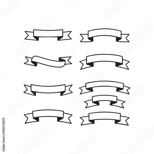 Ribbons Line Art Vector Set 