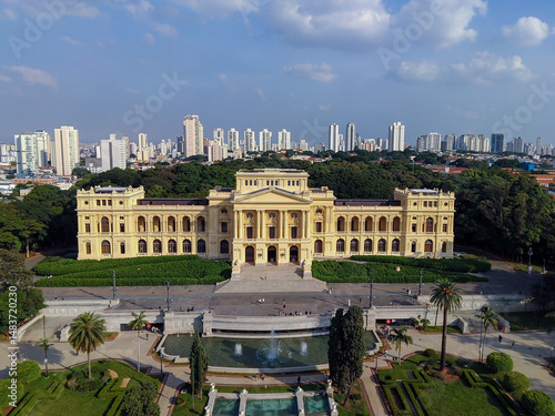Aerial view from Paulista museum in São Paulo. Ipiranga museum. Independence museum.