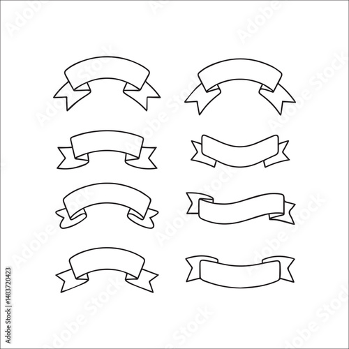 Ribbons Line Art Vector Set 