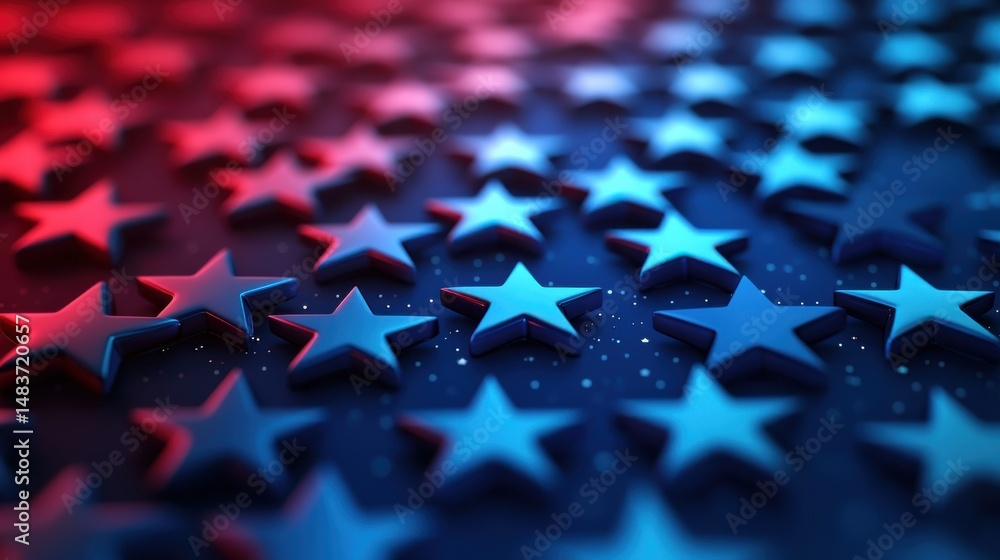Fototapeta premium Abstract Red and Blue 3D Stars Background