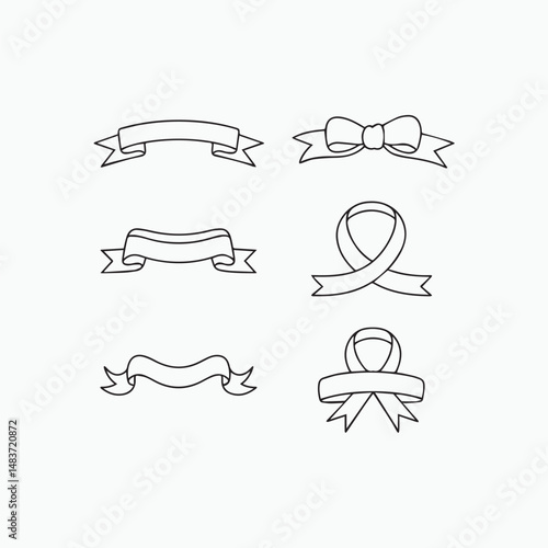 Ribbons Line Art Vector Set 