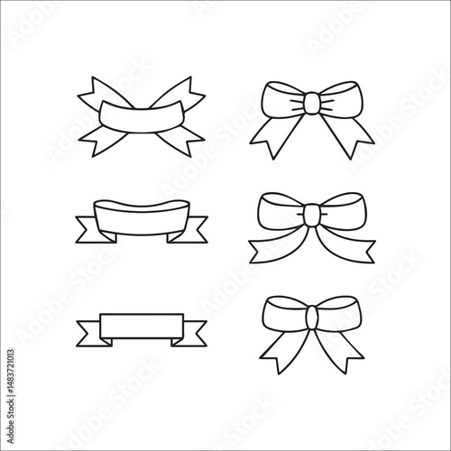 Ribbons Line Art Vector Set 