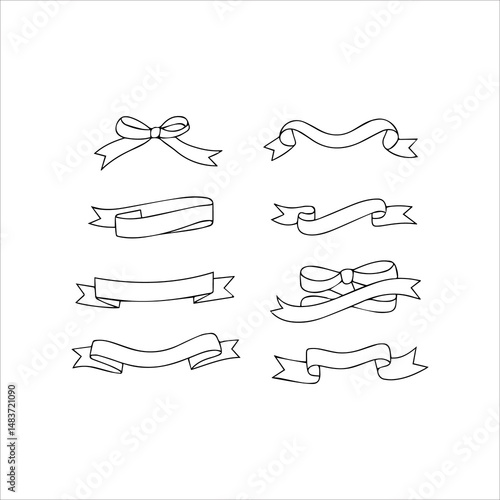 Ribbons Line Art Vector Set 
