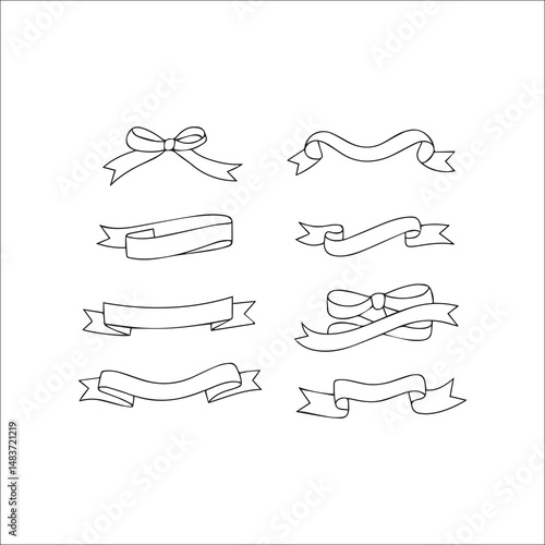 Ribbons Line Art Vector Set 