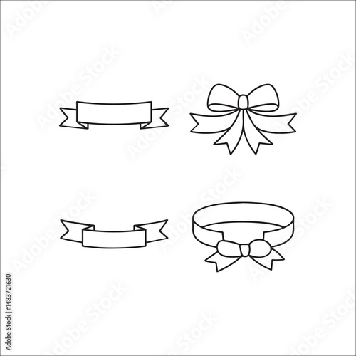 Ribbons Line Art Vector Set 