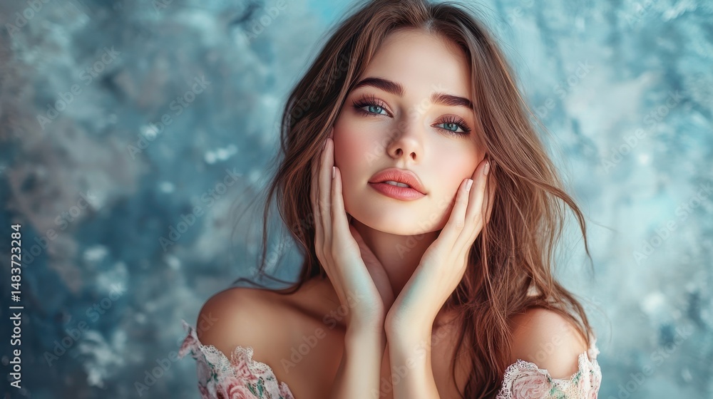 Beautiful Woman Expressing Emotions While Making a Choice in Fashion Portrait Studio Beautiful Woman Expressing Emotions While Making a Choice in Fashion Portrait Studio