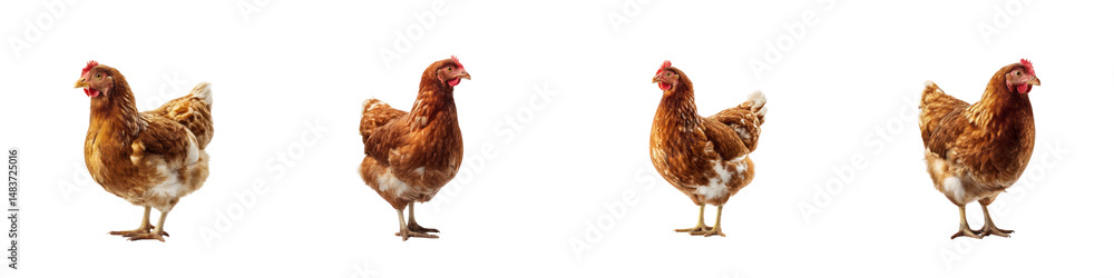 Fototapeta premium Set of Brown Hen isolated on transparent background
