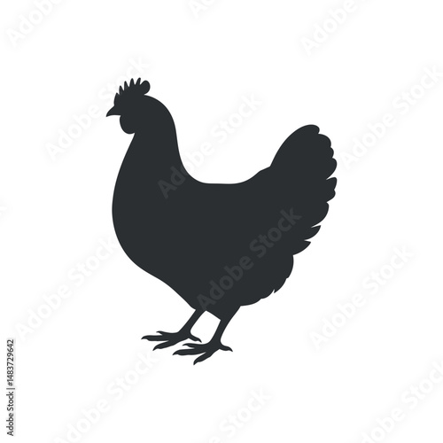 Simple Black Silhouette of a Hen Chicken Farm Animal Icon Graphic Design Element