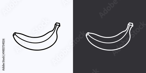 Banana Icon – Vector Outline – Black and White Preview