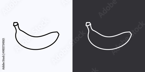 Banana Icon – Vector Outline – Black and White Preview