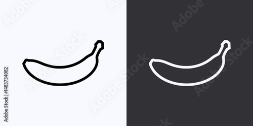Banana Icon – Vector Outline – Black and White Preview