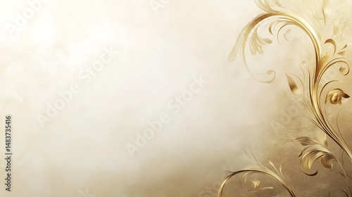 Elegant gold floral design on beige background