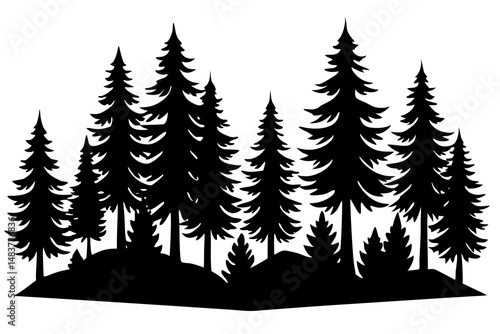 Set Trees. Hand drawn vector illustration