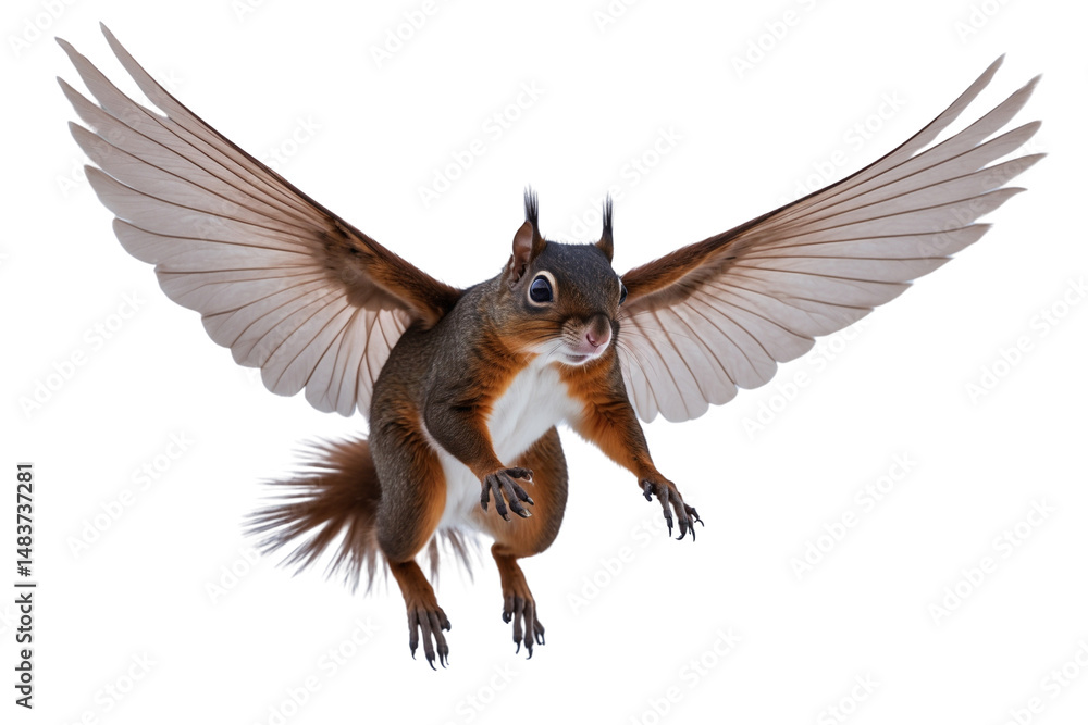 Obraz premium Flying Squirrel A Fantasy Illustration of a Winged Rodent in Flight