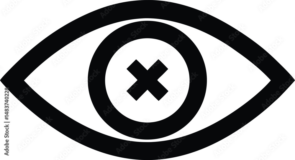 Obraz premium eye with cross hidden view icon vector illustration