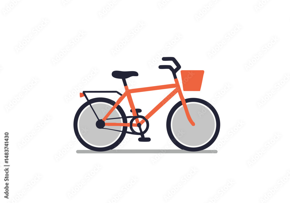 A cheerful, illustrated bicycle with a smiling basket rides into the distance. Simple, modern design perfect for cycling, transportation, or lifestyle themes. Bright orange and blue colors. A cheerful, illustrated bicycle with a smiling basket rides into the distance. Simple, modern design perfect for cycling, transportation, or lifestyle themes. Bright orange and blue colors.
