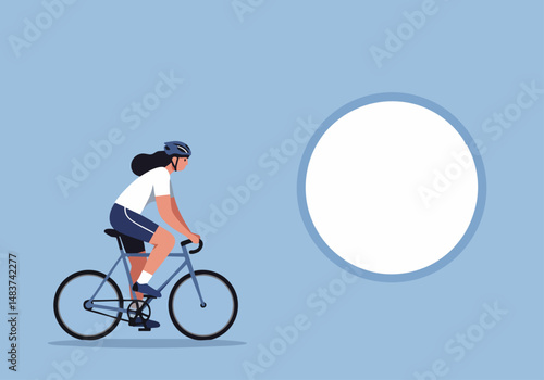 A woman rides a bicycle on a sunny day. A circular graphic with 'BICYCLE DAY 2025' is in the background. Modern, vibrant illustration style.