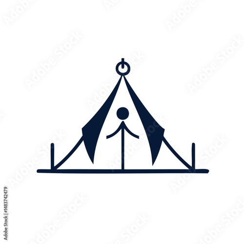 "Minimalist black silhouette vector of a single Mina tent, symbolizing Hajj pilgrimage accommodation. Clean, scalable design ideal for Islamic event materials, Hajj guides, and Muslim travel branding.