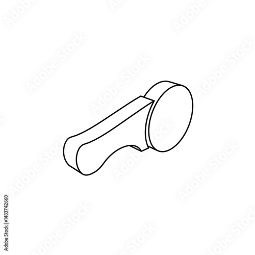 The outline of a large angle grinder symbol is made with black lines. 3D view of the object in perspective. Vector illustration on white background