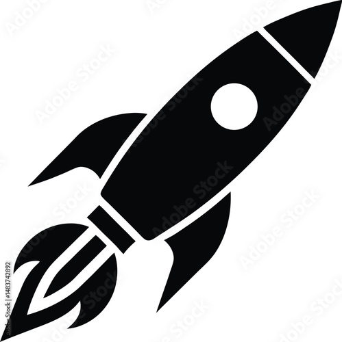 rocket with fire trail icon vector illustration