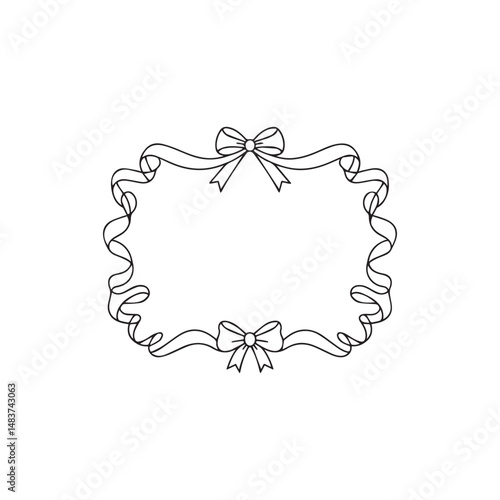 Handdrawn Ribbon  Frame Line Art Vector 