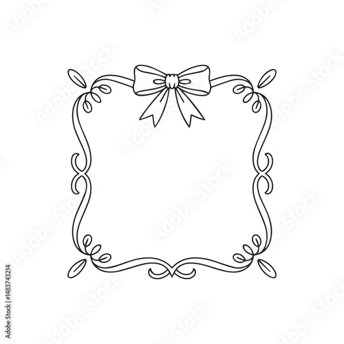 Handdrawn Ribbon  Frame Line Art Vector 