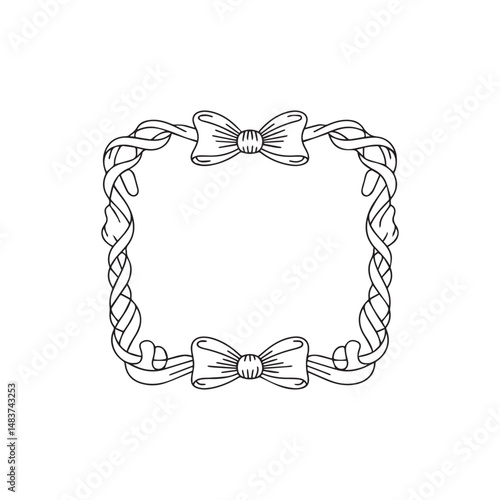 Handdrawn Ribbon  Frame Line Art Vector 