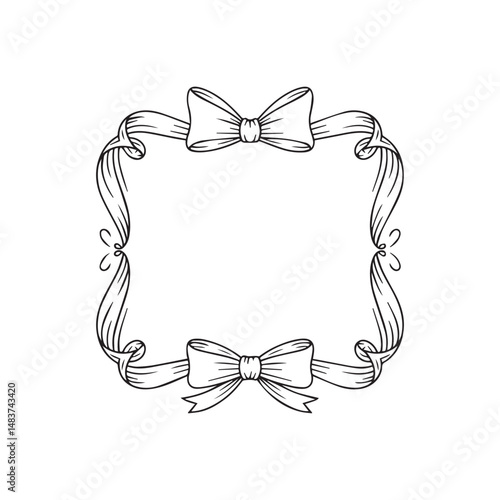 Handdrawn Ribbon  Frame Line Art Vector 