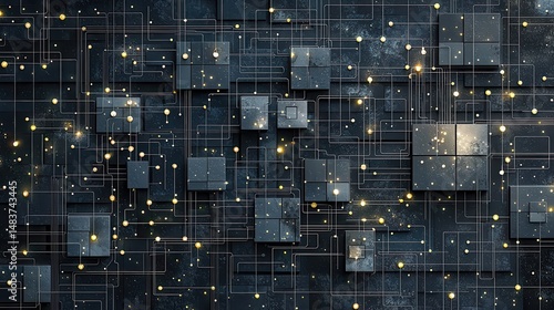 Abstract Digital Background with Geometric Shapes and Lights