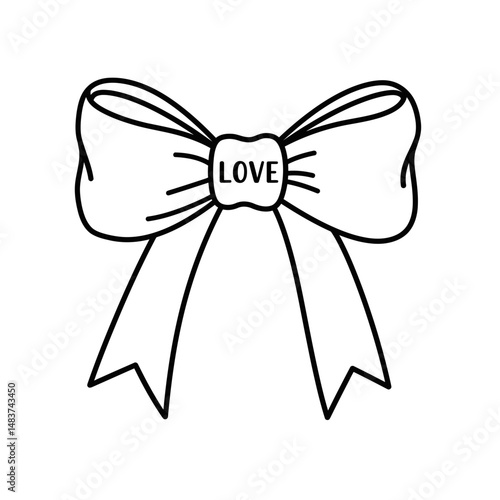 a bow with "love" written in the middle