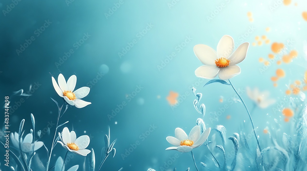 Dreamy white flowers on teal background (1) Dreamy white flowers on teal background (1)