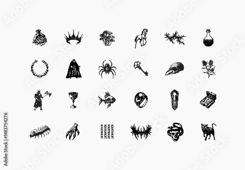 Simplified Dark Aesthetic Dithering Graphic Pack