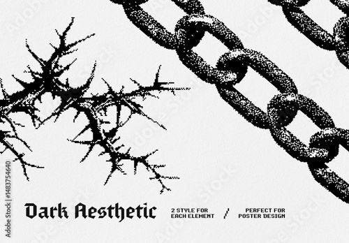 Ditailed Dark Aesthetic Dithering Graphic Pack