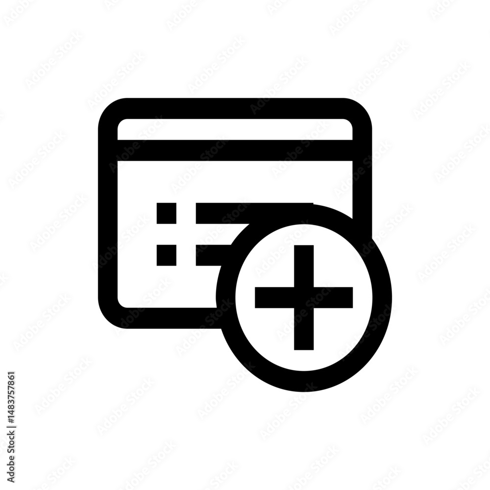 Illustration of a document icon with list elements and a plus sign inside a circle overlayed on it Illustration of a document icon with list elements and a plus sign inside a circle overlayed on it