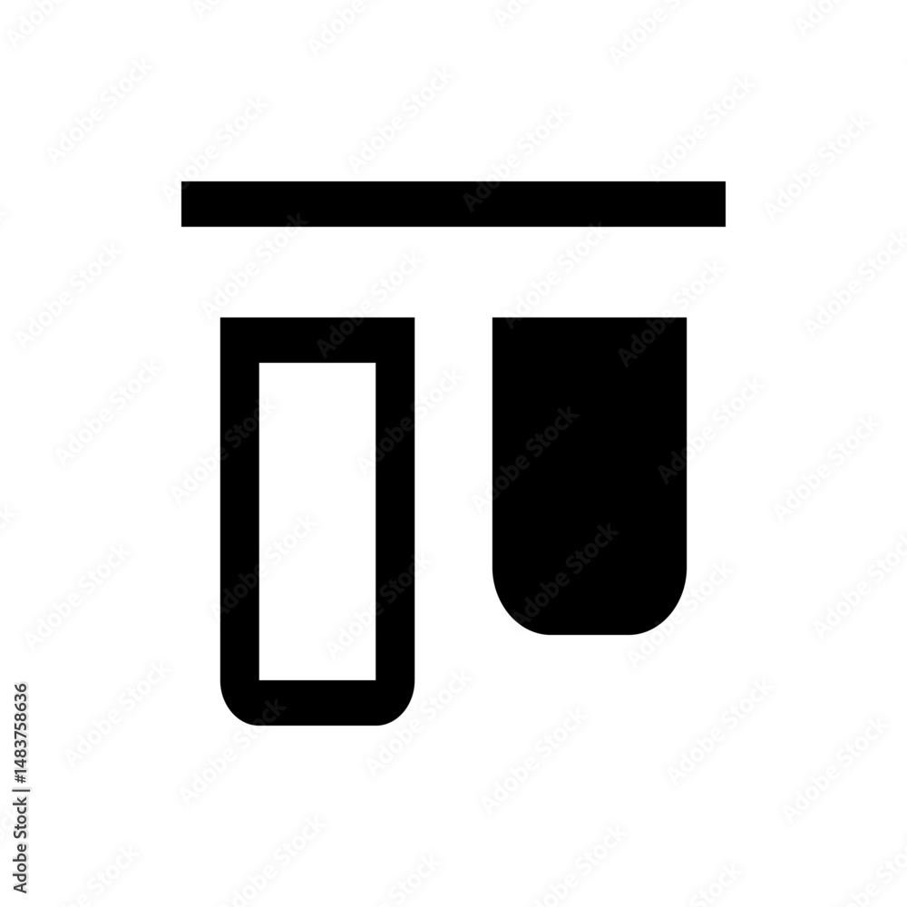 Illustration of a horizontal bar above a hollow rectangle and a filled rectangle with rounded bottom edges Illustration of a horizontal bar above a hollow rectangle and a filled rectangle with rounded bottom edges