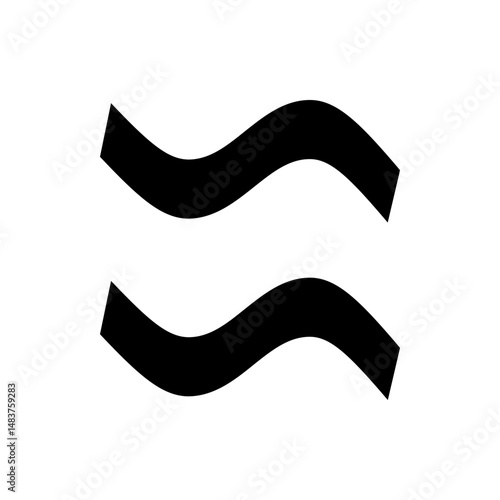 Illustration of two black, parallel, slightly curved lines, positioned one above the other on white background