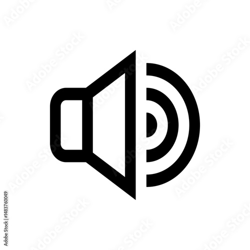 Illustration of a black and white sound icon with a speaker and radiating sound waves to represent volume level