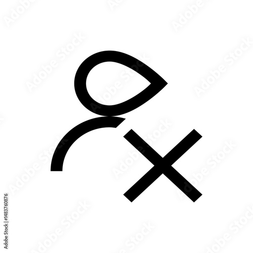 Black silhouette of a person icon with a large x symbol indicating removal or deletion of the profile icon