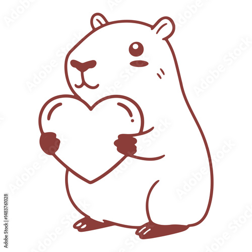 cute hamster holding red heart, simple line art, minimalist, whimsical, adorable, stylized, digital art
