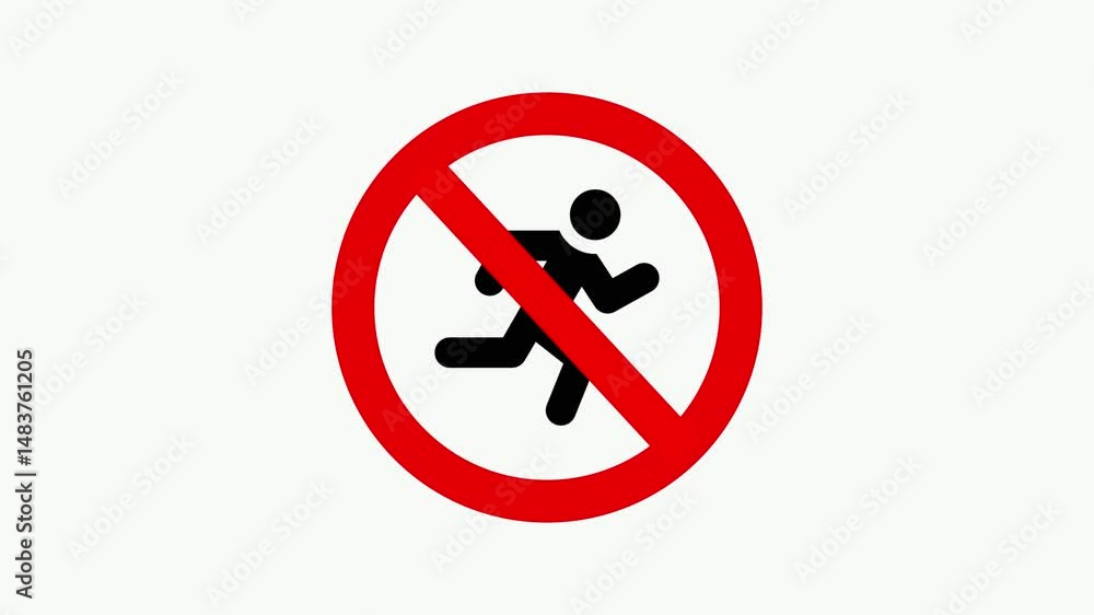 Do not RUN sign, No trespassing do not enter into the restricted area caution message icon. Do not RUN sign, No trespassing do not enter into the restricted area caution message icon.