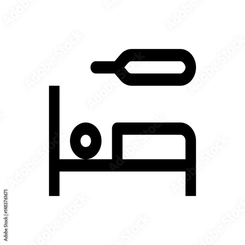 Illustration of a person lying in bed with a thermometer above them indicating illness or sickness state