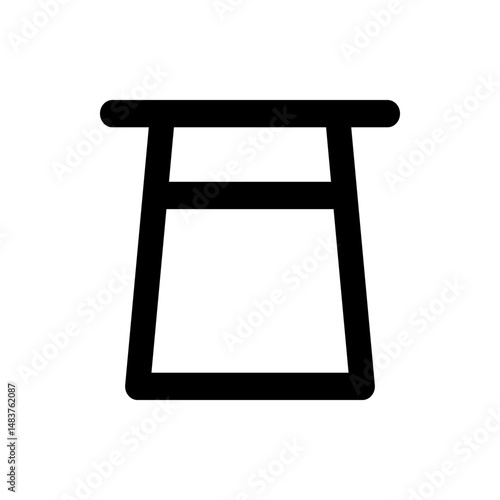 Illustration of a simple black table with a flat top and thick legs on a white background in minimalistic style