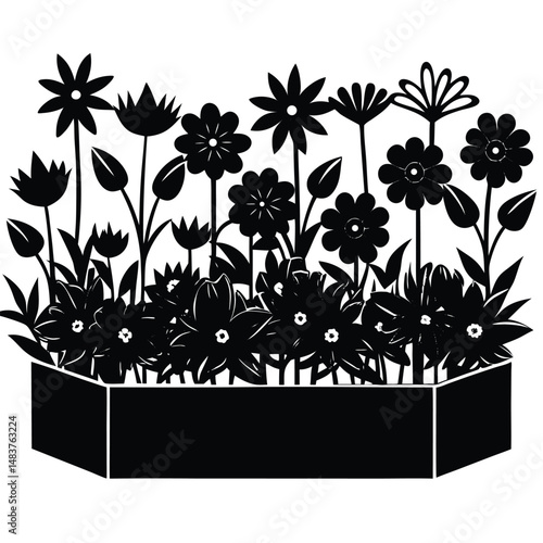 A floral vector pattern showcases a set of flowers and a bouquet, including black and white designs, bringing a spring nature illustration to wallpaper art