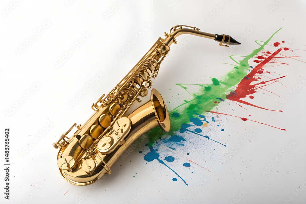 Naklejka premium Elegant Gold Saxophone Art