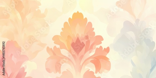 Wallpaper Mural abstract background with damask pattern and soft beige tones, fabric-like texture, smooth gradients, minimalistic design, retro style, high detail, elegant composition, calming colors Torontodigital.ca