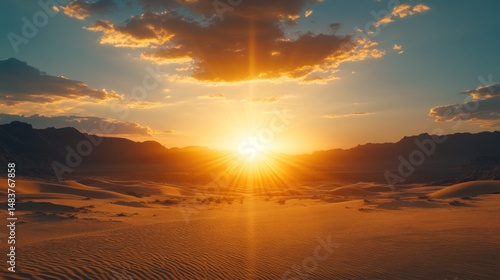 Golden desert sunset