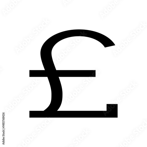 Illustration of a black pound sterling symbol with a curved top and horizontal line through the center