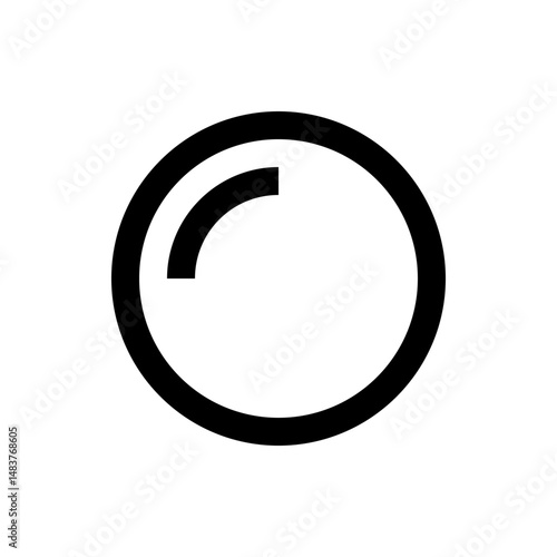 Illustration of a simple black circle with a partial arc inside on a white background design element art