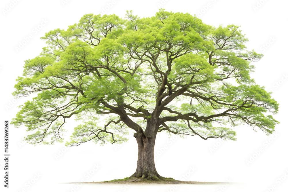 Obraz premium Vibrant Green Tree Against White Background