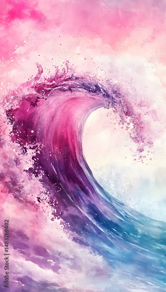 Fototapeta premium Abstract watercolor big wave for textures